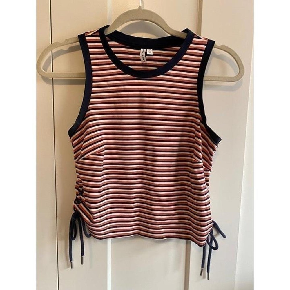 & Other Stories Tank Top Lace Up Sides Small Red White Blue y2K
